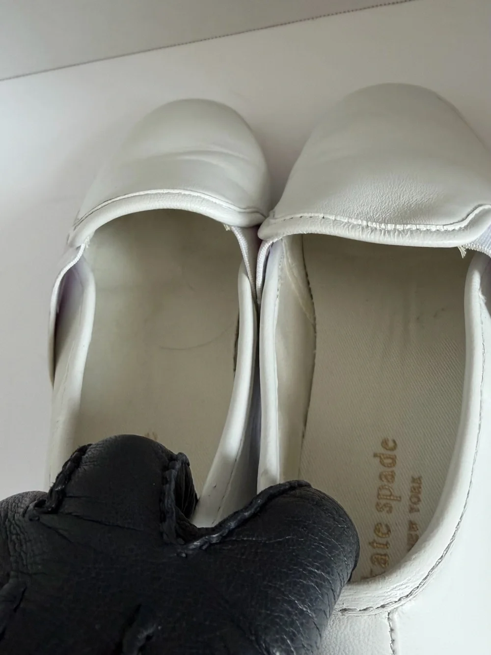 kate spade White Slip-On Leather Sneakers with Pastel Accent